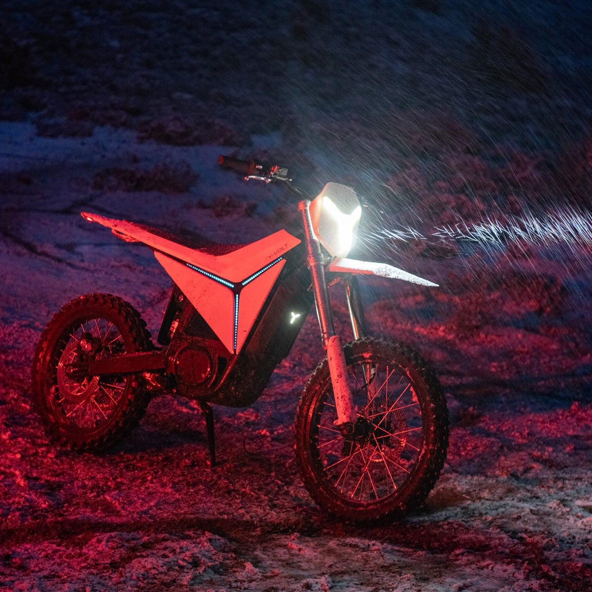 Surge V adaptive LED headlight cutting through the dark